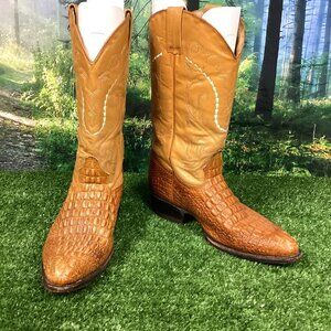 Israel Boots Crocodile Tan Leather Vintage Bench Made 10.5